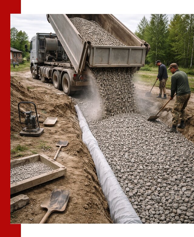 Гравий для дренажа с доставкой в Черемхове качественный и недорогой