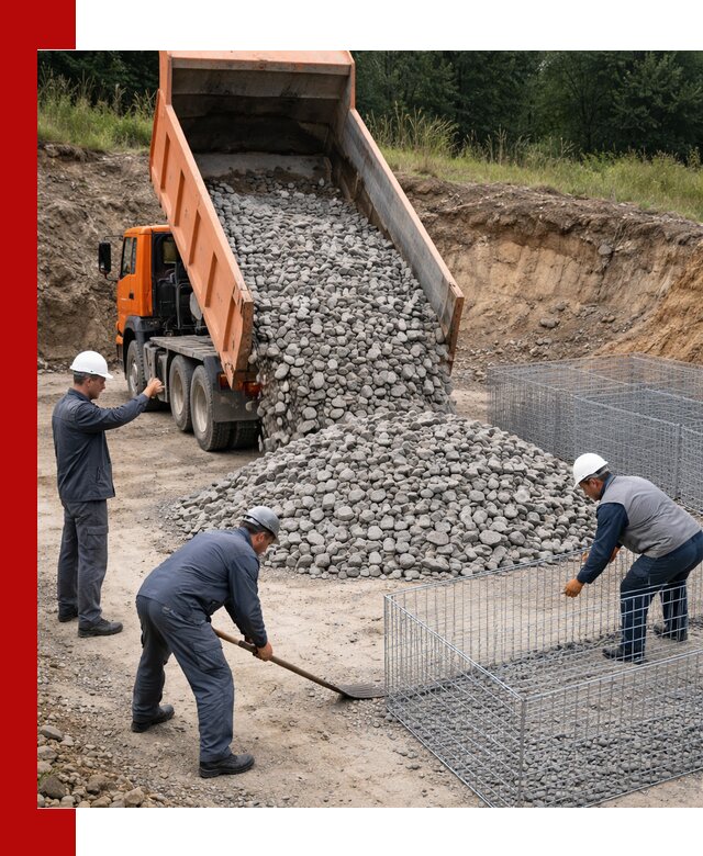 Камень для габионов с доставкой в Черемхове быстро и надёжно