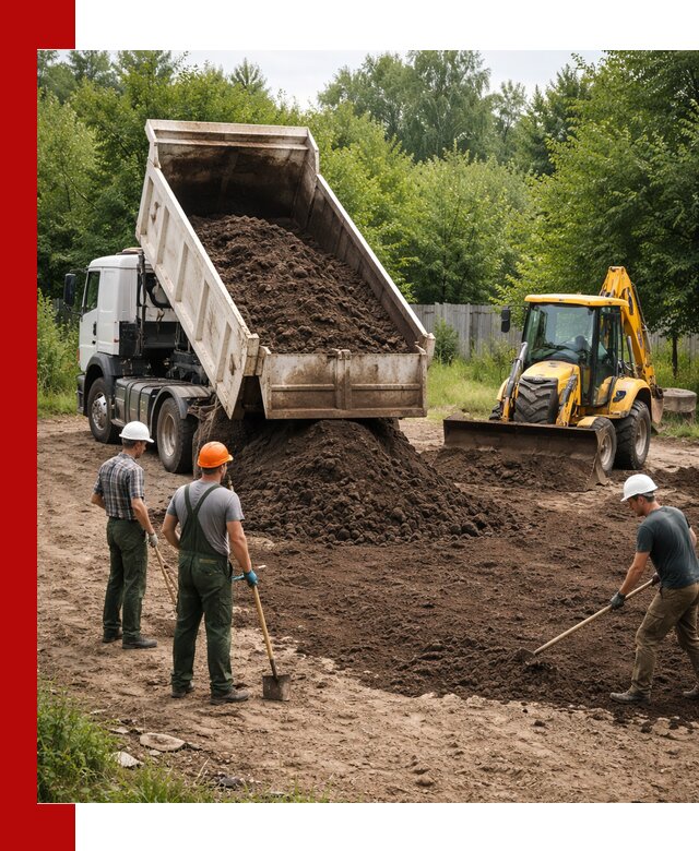 Доставка и укладка грунта для выравнивания участка в Черемхове