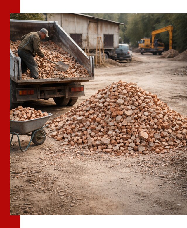 Доставка и подушка из боя кирпича с разгрузкой в Черемхове