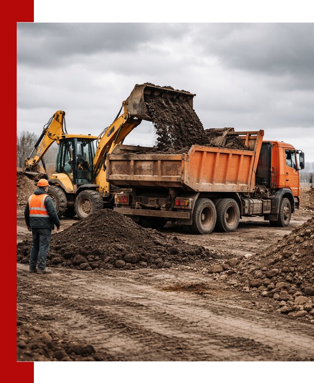 Вывоз грунта и строительного мусора в Черемхове грузовыми самосвалами