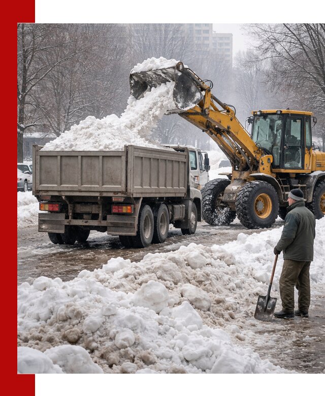 Вывоз снега грузовой техникой в Черемхове оперативно и чисто