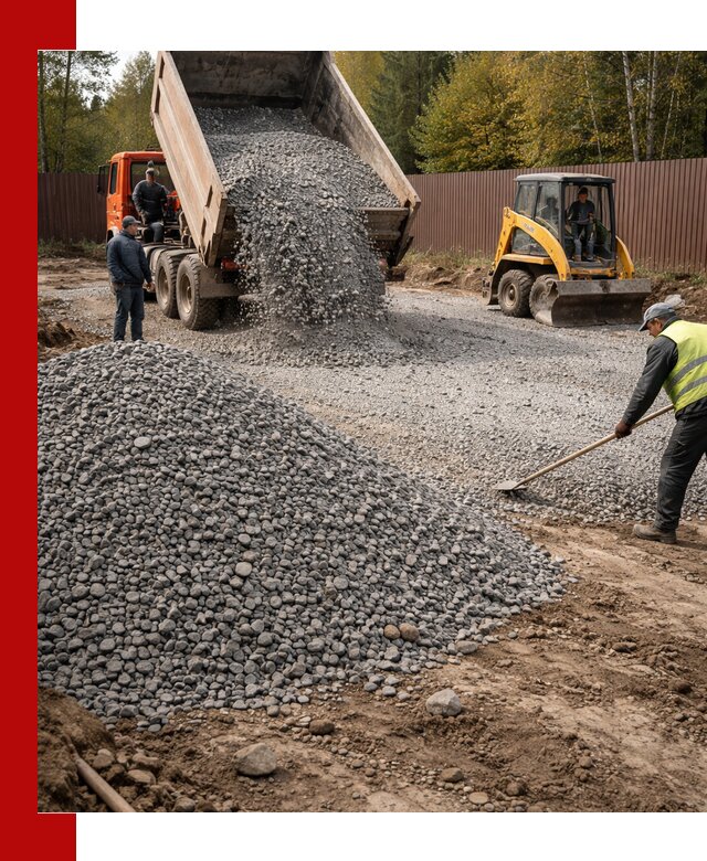 Отсыпка участка щебнем с доставкой и уплотнением в Черемхове